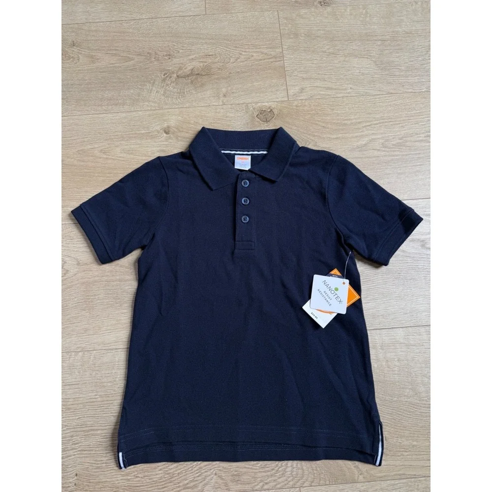 NWT Boys Kids Gymboree playproof uniforms nanotex short sleeve navy polo size 4T